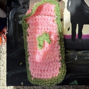 Handcrafted Pink and Green Crochet pencil case